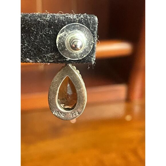 Sterling Silver Drop Earrings Pearl & Faceted Gemstone Southwestern IGD Marked - Picture 7 of 9